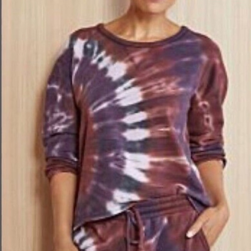 Chaser Mika Purple Plum Berry Tie~Dye Pullover Sweatshirt